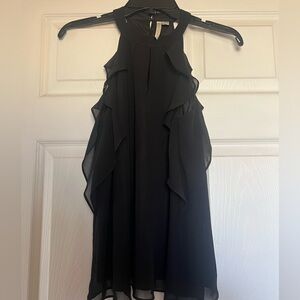 black ruffle high neck tank